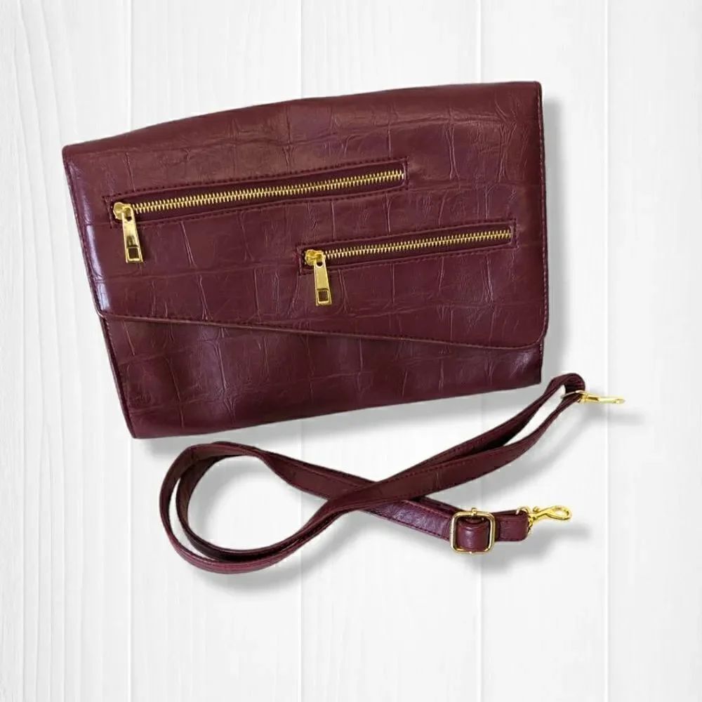 Mark Womens Clutch with Attachable Adjustable Strap Sling Bag Flap Closure Maroo